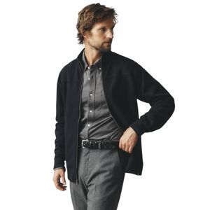 American Giant Moto Jacket Mens Small Black Fleece Full Zip Heavy Pockets NWOT